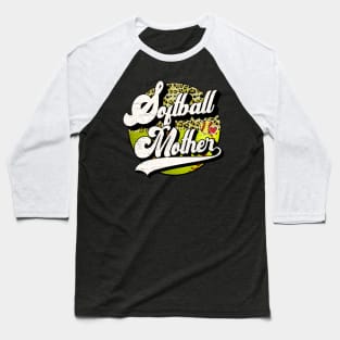 Softball Mother Vintage Leopard Softball Family Matching Baseball T-Shirt